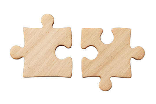 Two light beige puzzle pieces joined