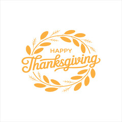 Happy Thanksgiving Calligraphy Typography Design,Elegant Thanksgiving Lettering Vector Illustration,Handwritten Happy Thanksgiving Text in Modern Script,Stylish Thanksgiving Greeting in Black and Whit