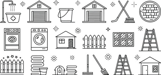 Home Cleaning and Maintenance Icon Set Seamless Pattern with Housekeeping Elements and Tools for a Sparkling Clean Home