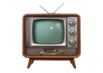Vintage television,  wood-framed, light-green screen