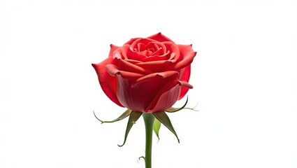 Close-up view of a single vibrant red rose.