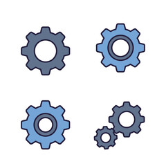 A set of colorful gear icons on a white background