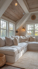 Fototapeta premium Neutral palette beach-inspired attic space wallpaper