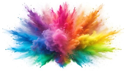 Fototapeta premium white and Pastel Rainbow Powder Explosion isolated on white background