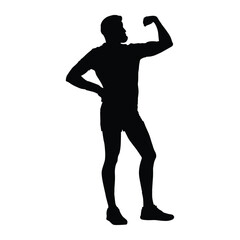 Silhouette of Man Flexing Bicep Silhouette - Strength & Fitness
