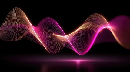 Fototapeta premium Pink and gold wave abstract art on black background