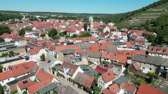 view of the old town of Freyburg Unstrut in saxony anhalt, germany with wine yards horizontal 4k