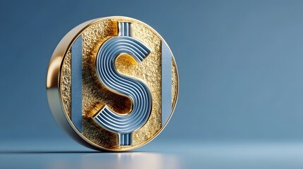 Abstract dollar icon on blue background