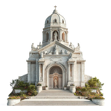 3d front view illustration of the Monumento a la Virgen de Luj&aacute;n Argentina monument isolated on a white background