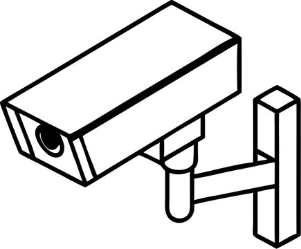 black and white security camera isometric view clip art preview