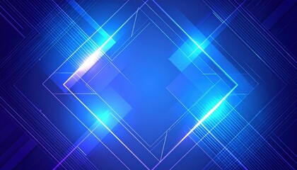Abstract Blue Geometric Composition with Light Flares
