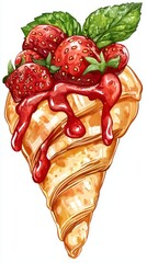 Strawberry Croissant with Strawberry Sauce
