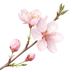 Obraz premium pink blossom a delicate spring flower on white