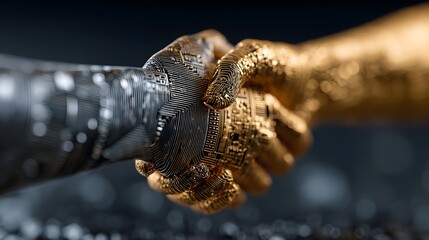 Crypto business handshake on finance and technology asset background