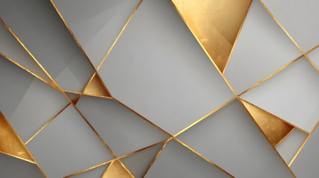 Elegant abstract geometric pattern of silver and gold triangles