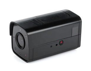 Fototapeta premium Black security camera on white background (1)