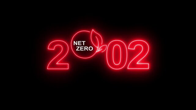 Net zero emission and carbon neutral concept with Net zero icons and 2002 year change concept. Sustainable development and red business concept Climate neutral long term strategy 2002 with net zero.