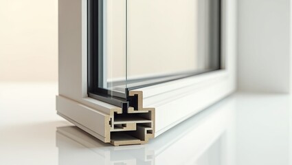 Close-up view of a window frame's construction.