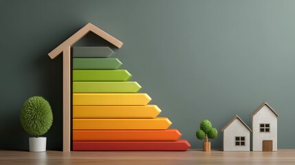 Energy efficiency rating diagram for eco friendly home renovation