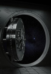 Unveiling celestial secrets: A vault door opening onto a universe of possibilities