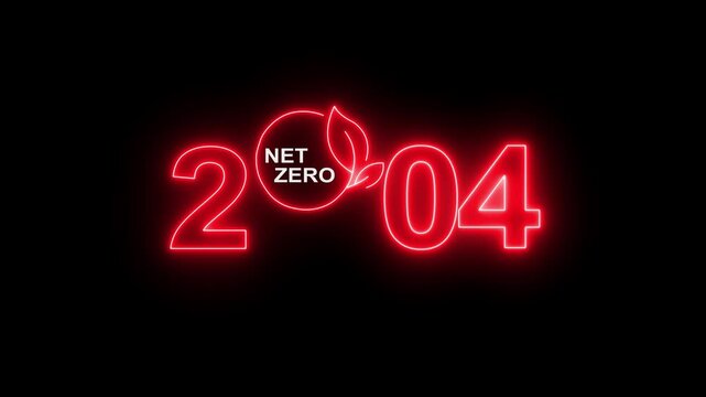 Net zero emission and carbon neutral concept with Net zero icons and 2004 year change concept. Sustainable development and red business concept Climate neutral long term strategy 2004 with net zero.