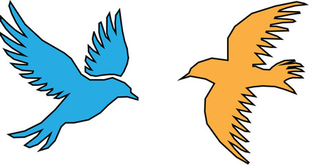 Tow flying birds  vector on a white background.