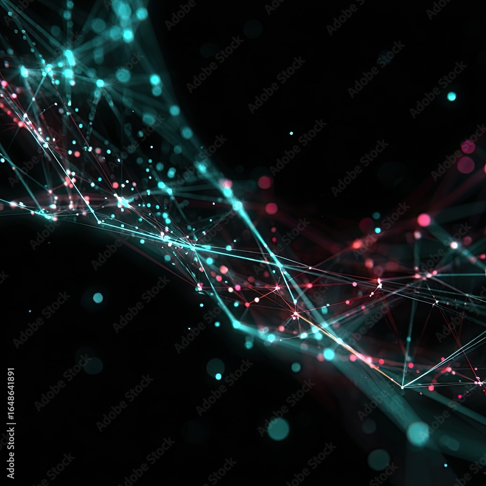 Aufkleber abstract digital network of interconnected glowing lines and points