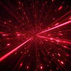 Red light streaks radiate from center on black background