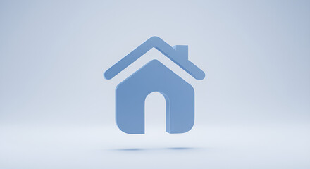 Simple blue house icon with modern design, perfect for app symbol, website, and real estate concept.