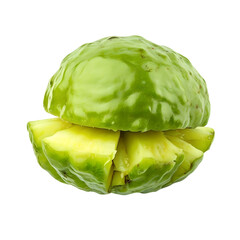 Isolated Top view fresh green guava fruit with sliced isolated on transparent background.