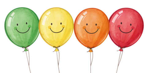 colorful balloons, smilie ballons on white background