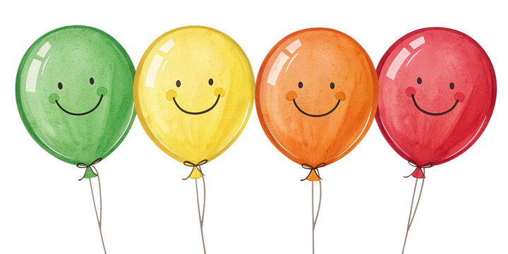 colorful balloons, smilie ballons on white background