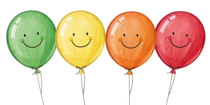 colorful balloons, smilie ballons on white background