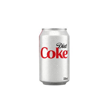 closeup diet coke soda can isolated 
