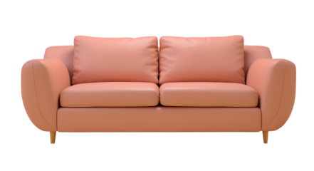 A leather sofa isolated on transparent background.