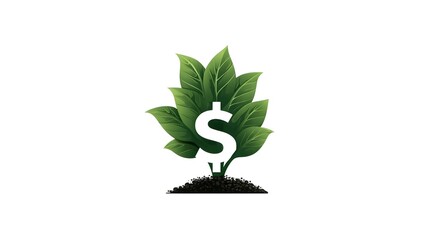 Plant with dollar icon for financial growth logo design