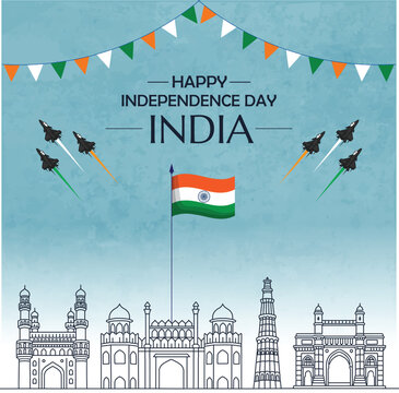 happy independence day India celebration design with background