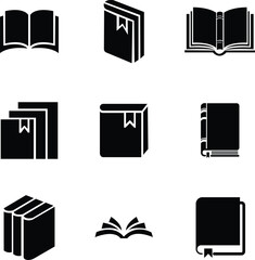 Book set icon, library and study material icon vector set