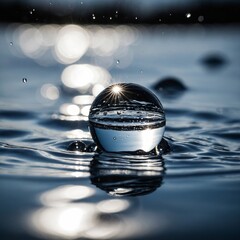 Water droplets on the water surface