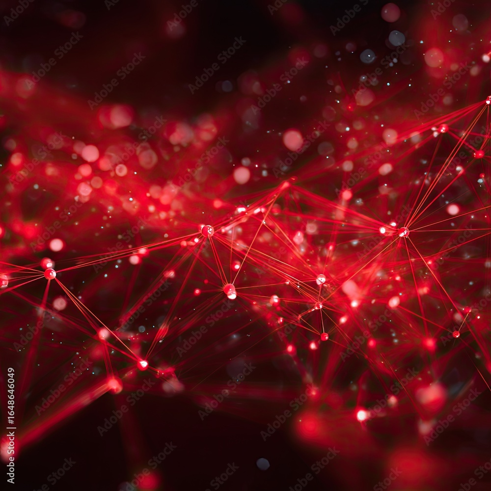 Poster abstract red network design with glowing points and lines (1)