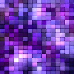 Abstract background of square, vibrant, purple-toned pixels