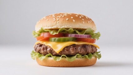 hamburger on a wooden table