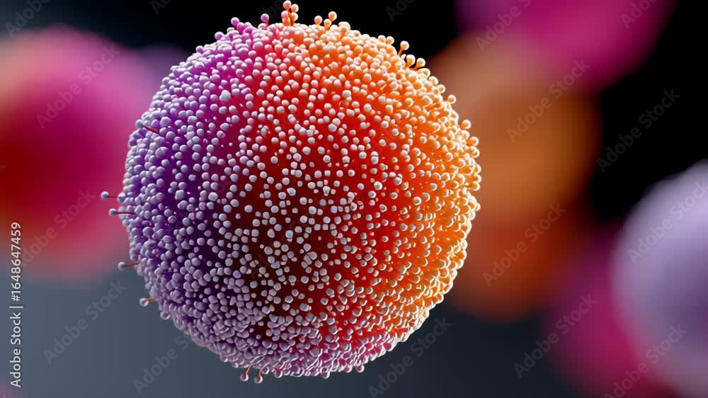 Aufkleber vibrant microscopic view of a spherical structure, showcasing intricate details and textures, transi