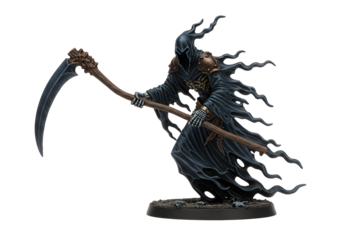 Dark Warlock Spirit with Grim Reaper Scythe in Shadowy Cloak Fantasy Figurine