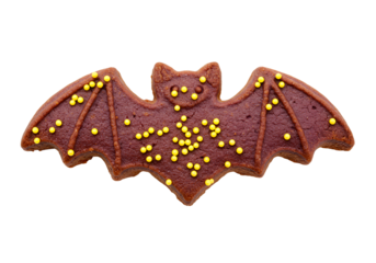 Decorative Bat-Shaped Cookie with yellow sprinkles for Halloween celebrations