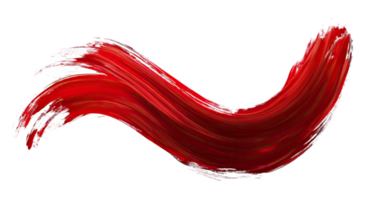 Red paint brush stroke abstract artistic texture ink splash design element isolated on white background
