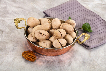 Crunchy pecan nut in the bowl