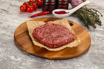 Raw beef burger cutlet for grill