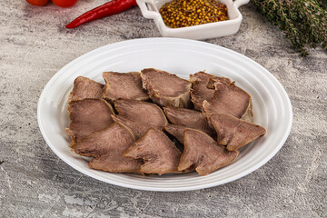 Sliced boiled pork tongue snack