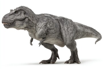 Gray Tyrannosaurus Rex, side view, isolated on white